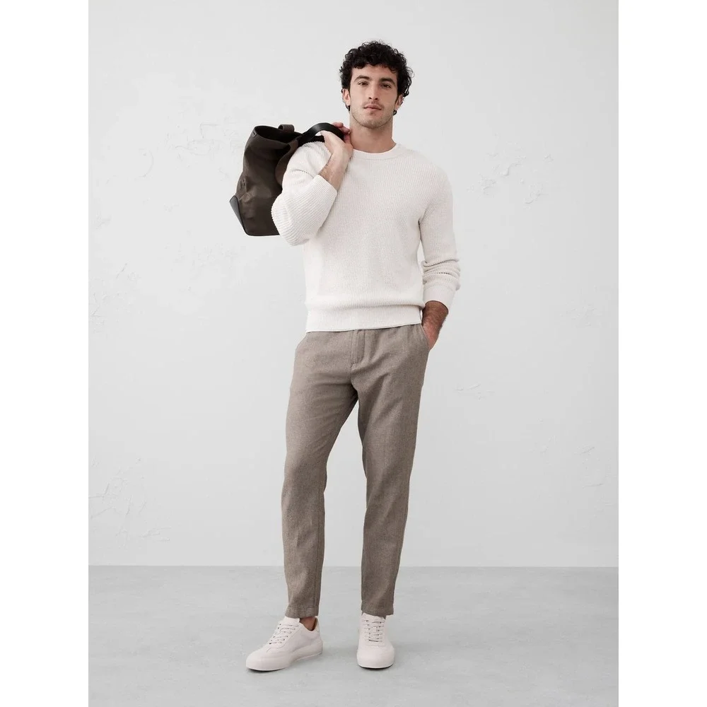 Banana Republic Athletic Fit Linen Blend Pants Men 32x27 in Taupe Tapered NWT
